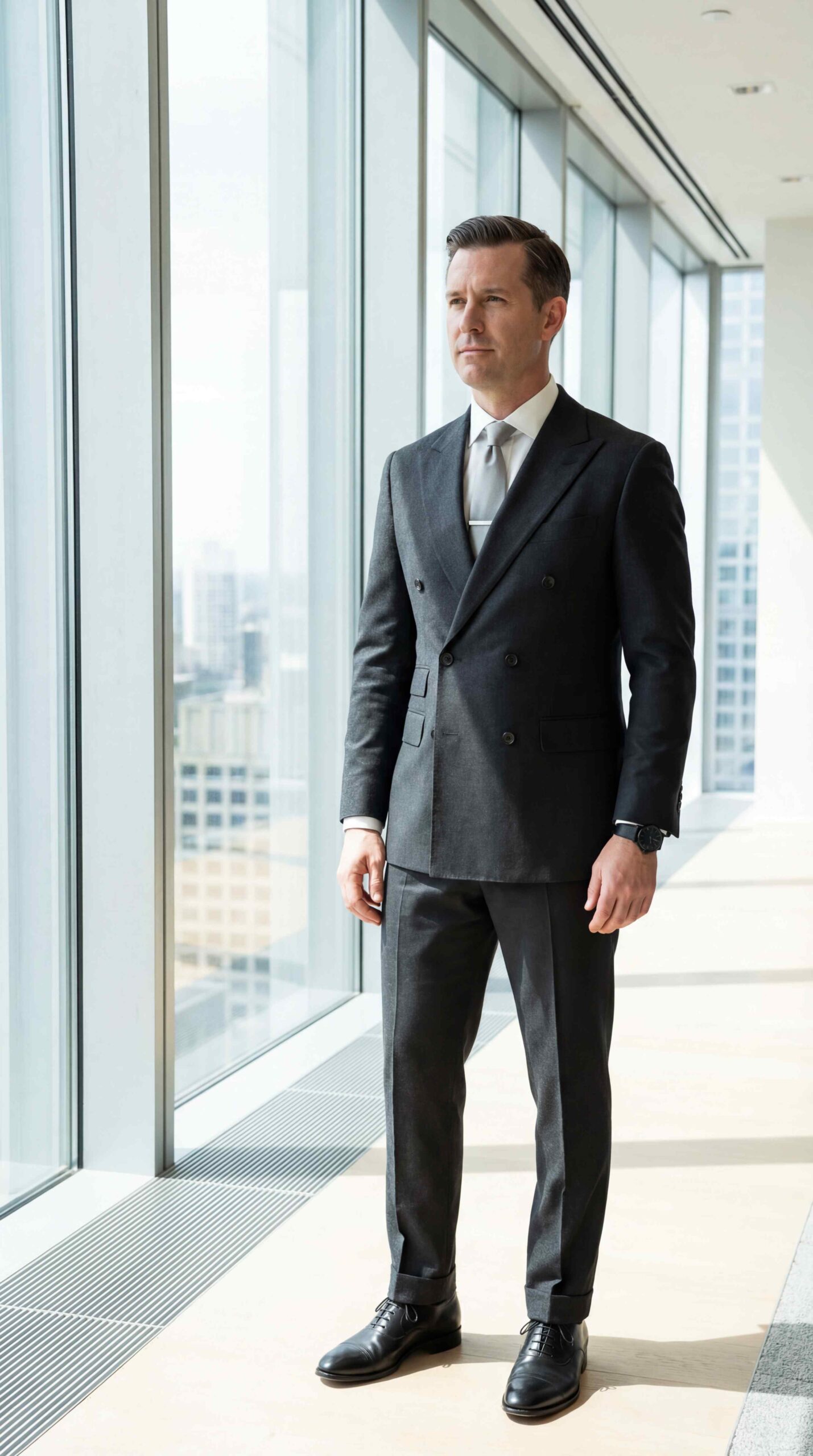 Charcoal Wool Formal Men Outfit