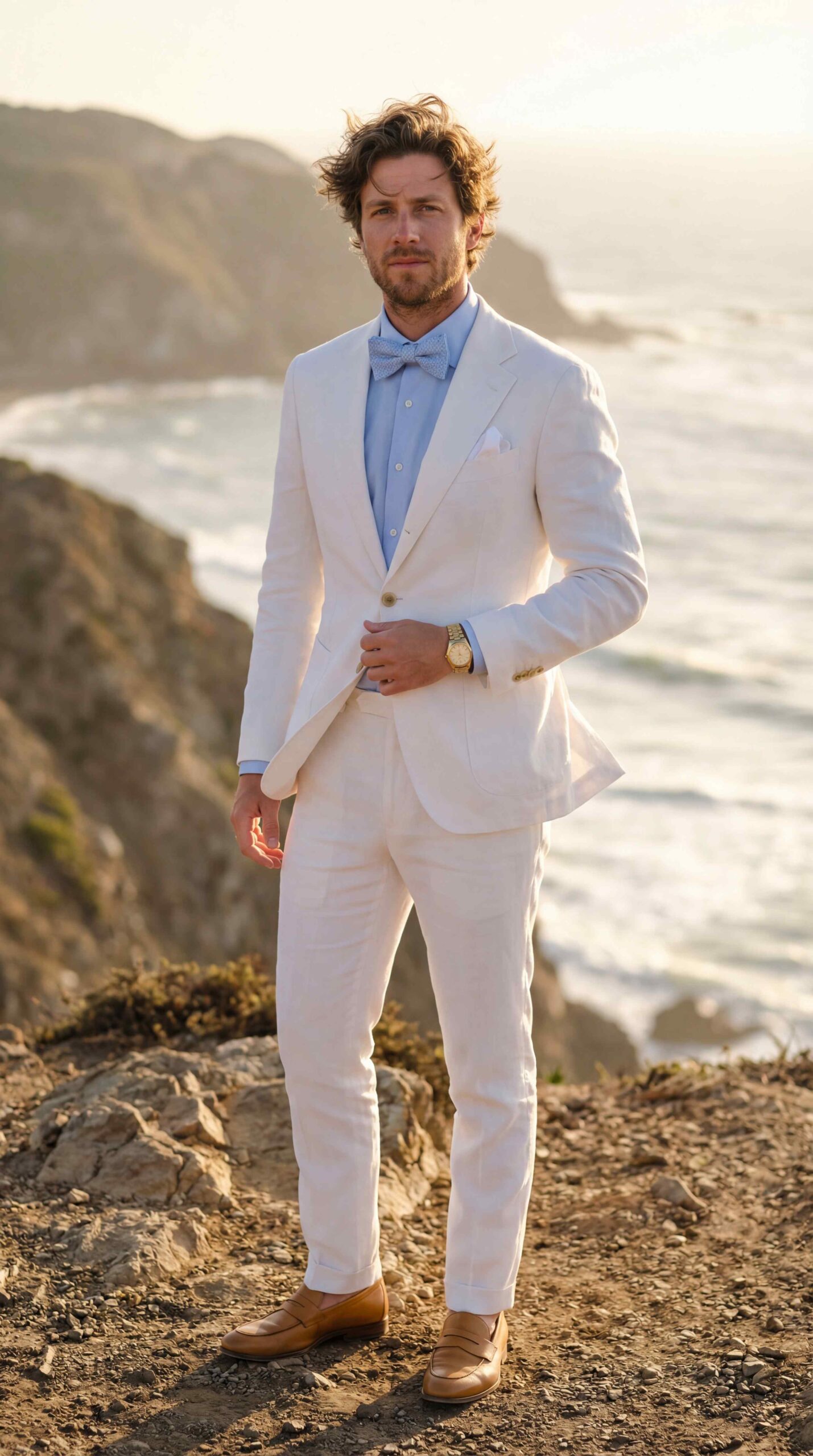 White Linen Formal Men Outfit