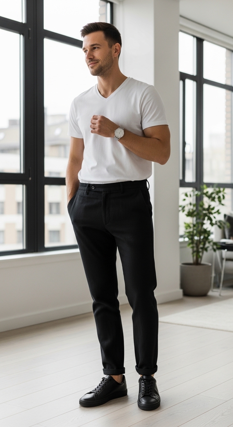 Minimalist Black Pants Look