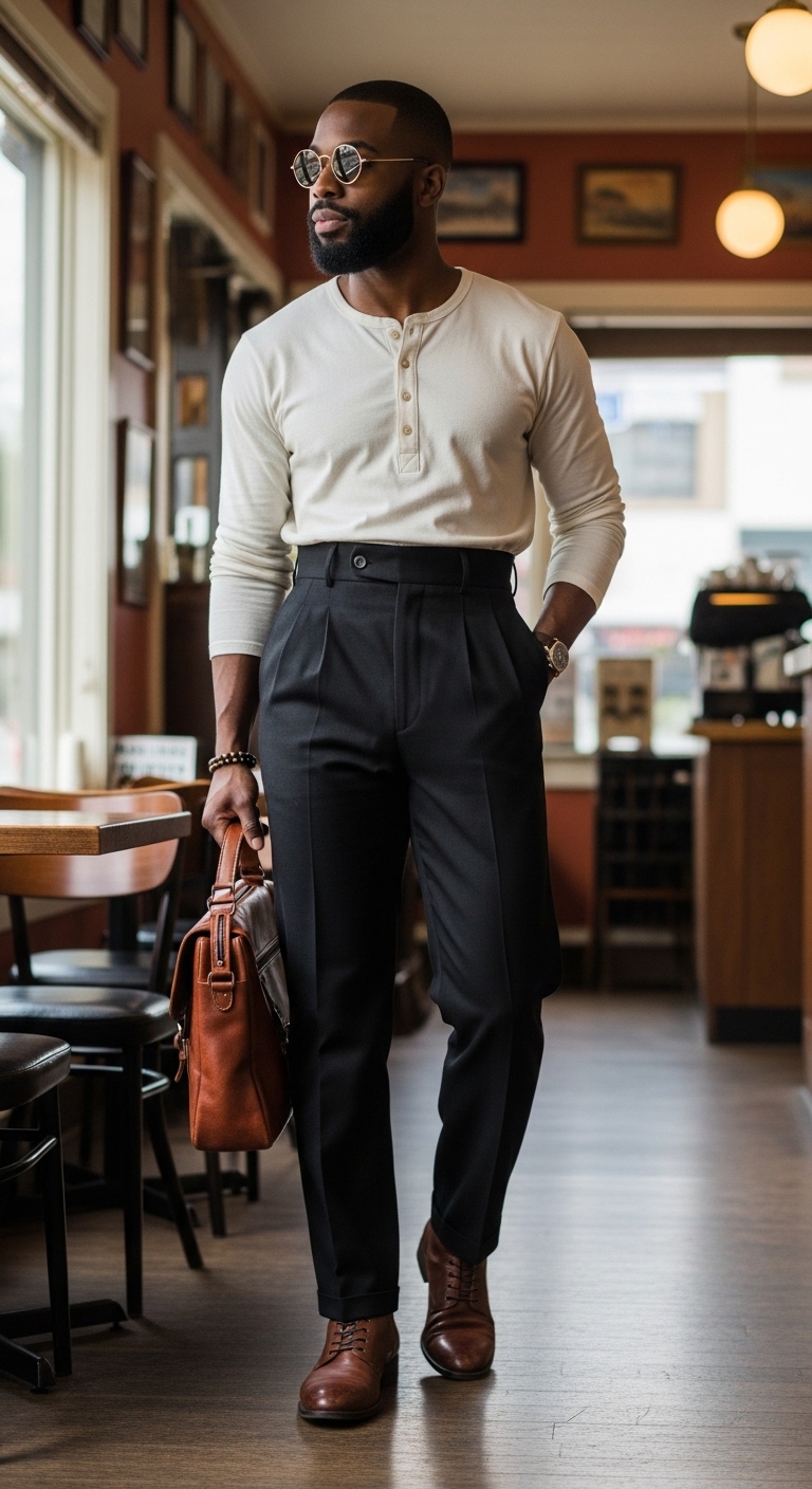 Vintage-Inspired Black Pants Fit