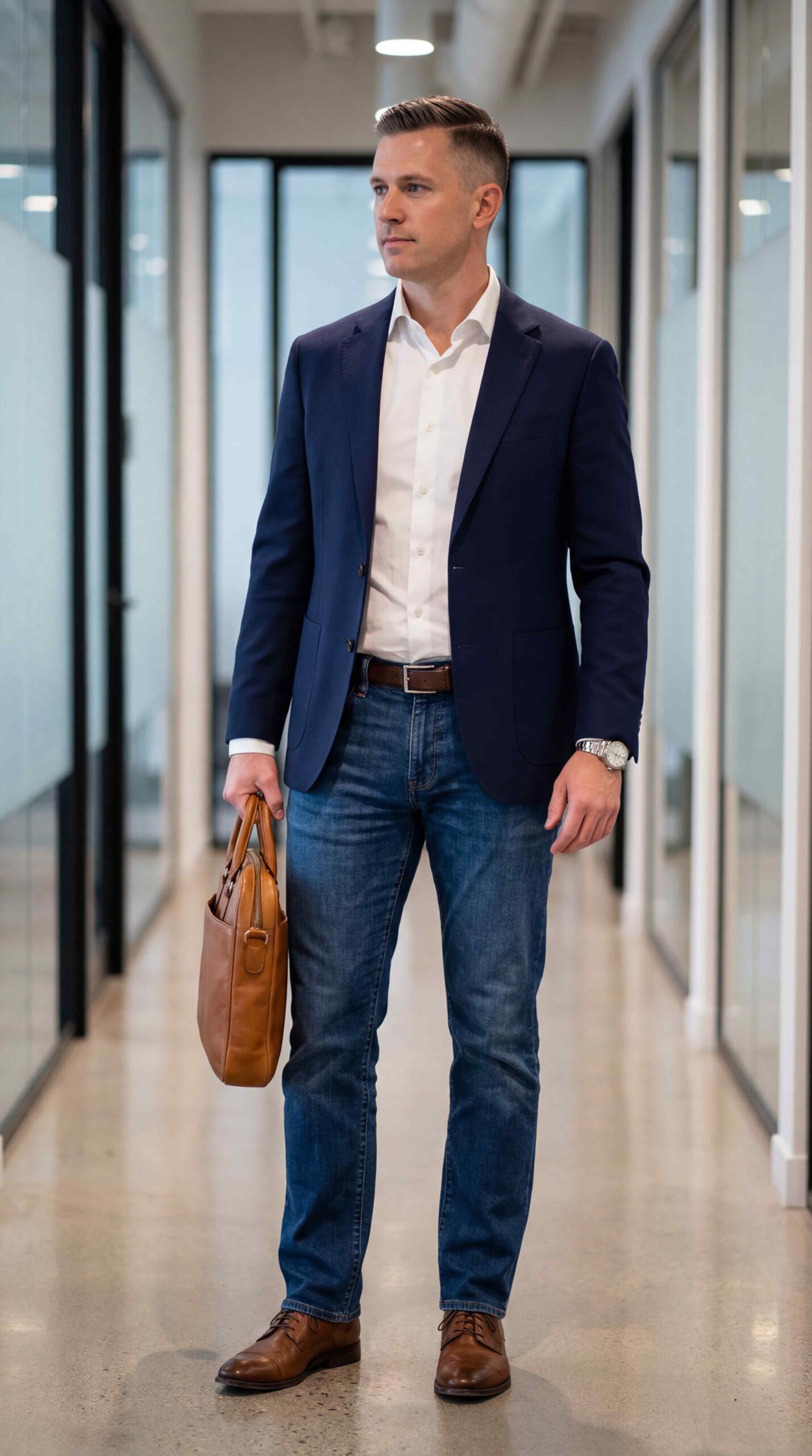 Blue Jeans Outfit Men Office Ready Blue Jeans Outfit Scaled