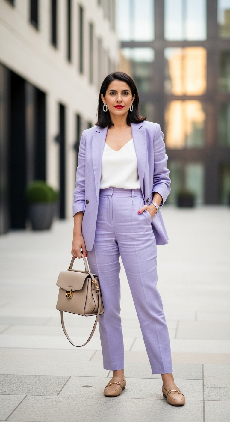 11 Easter Outfit Women That Look Stunning Lavender Linen Blazer Set