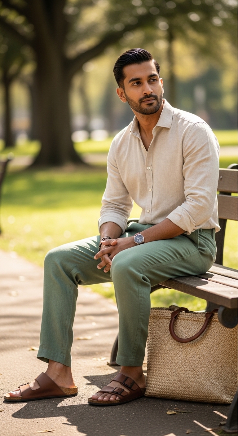 11 Green Pants Outfit Men Will Make You Beautiful Minimalist Linen Casual