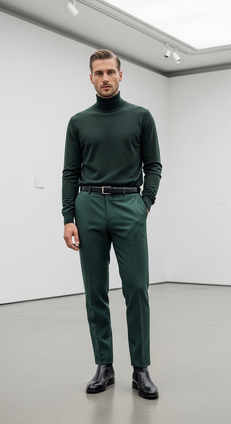 11 Green Pants Outfit Men Will Make You Beautiful Monochrome Green Elegance