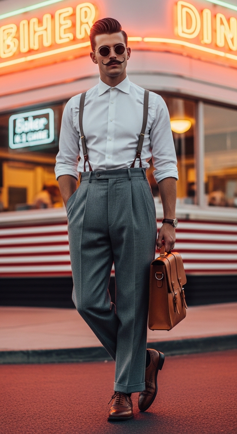 11 Grey Pants Outfit Men You Need To Try Vintage Grey High-Waisted Pants