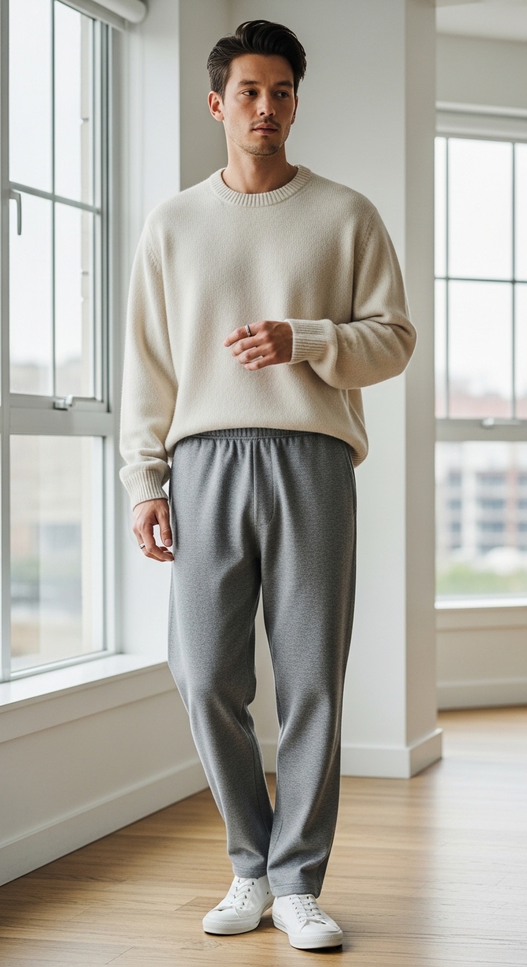 Minimalist Grey Sweatpants Ensemble