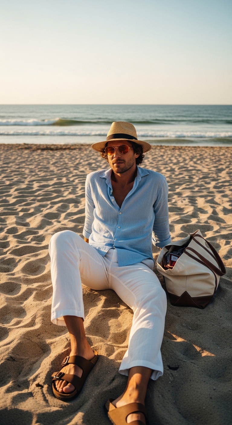 11 Linen Pants Outfit Men To Transform Your Wardrobe White Linen Beach Day
