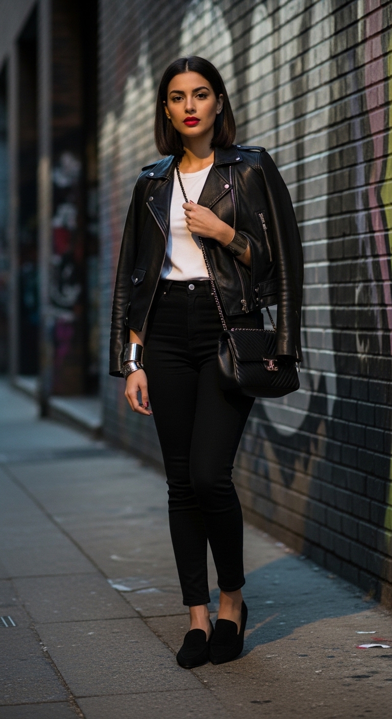 Edgy Leather Jacket Combo