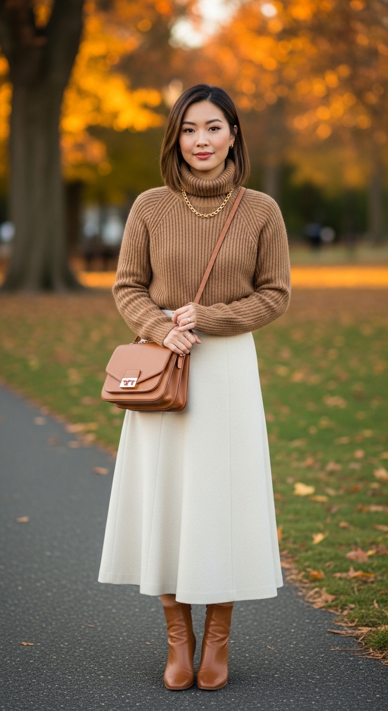 Cashmere Sweater & Midi Skirt