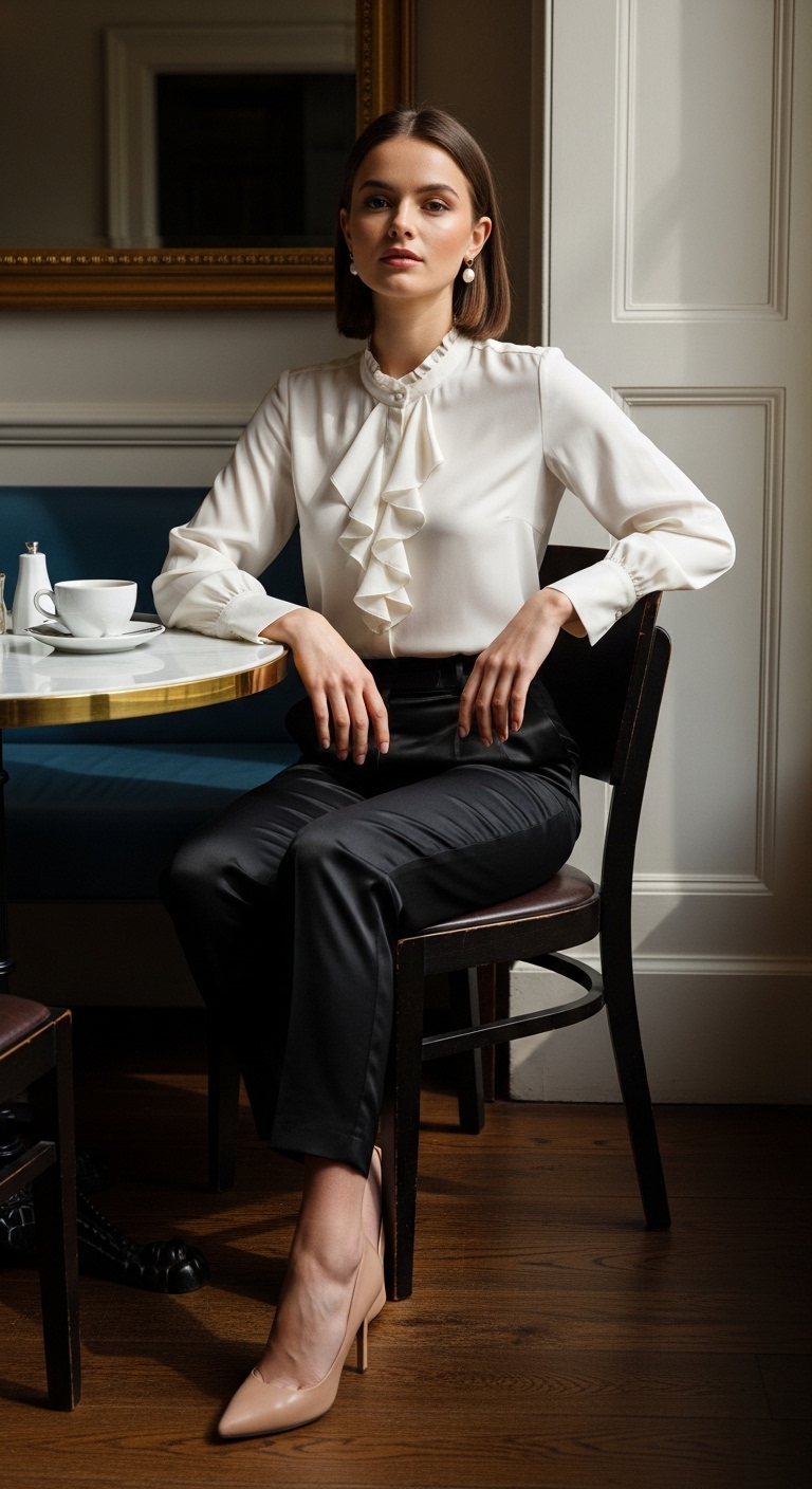 Silk Blouse & Trousers