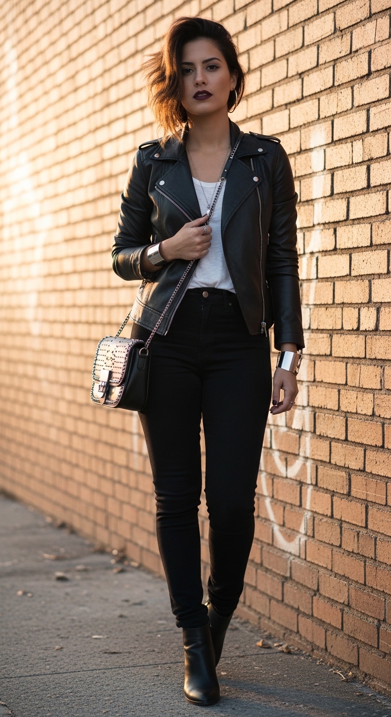 Edgy Leather Jacket Look