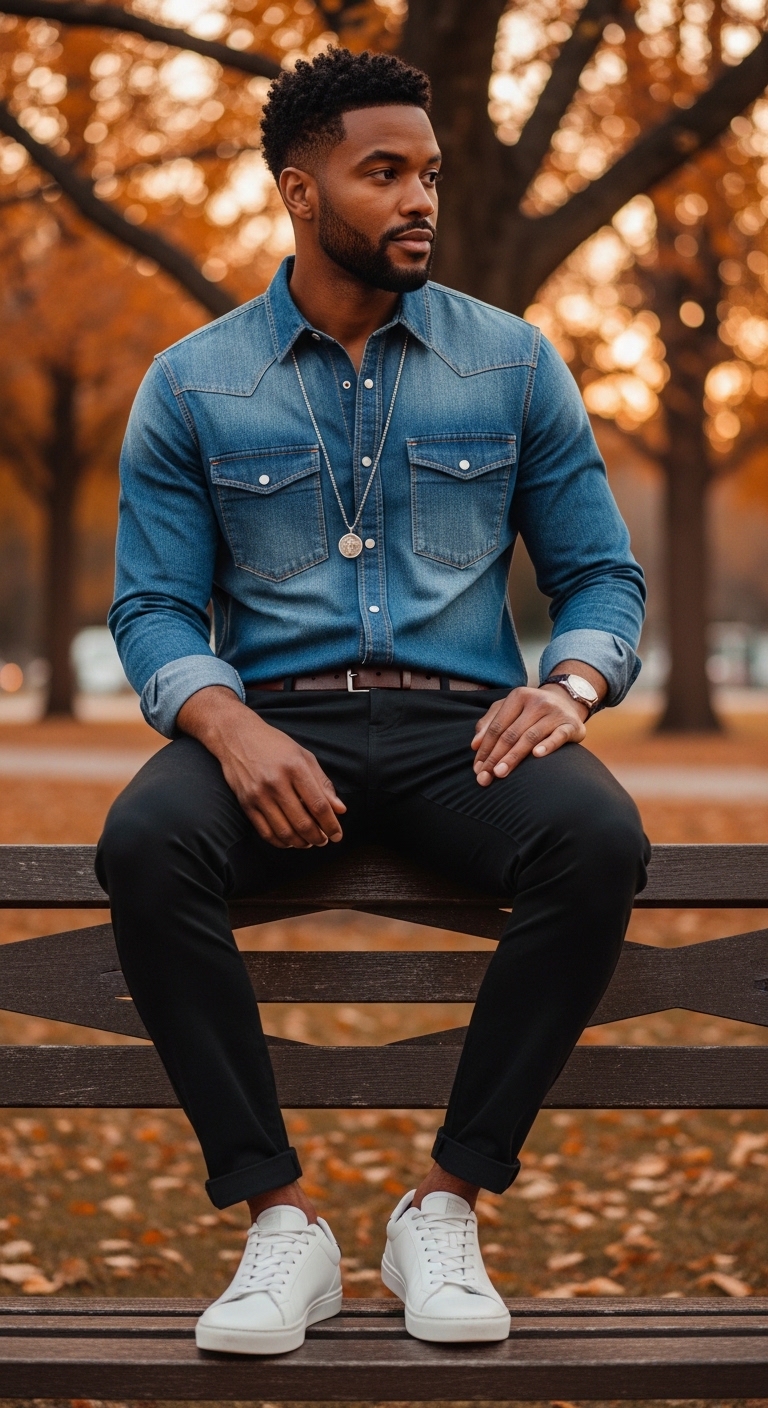 Denim Shirt Outfit Men Casual