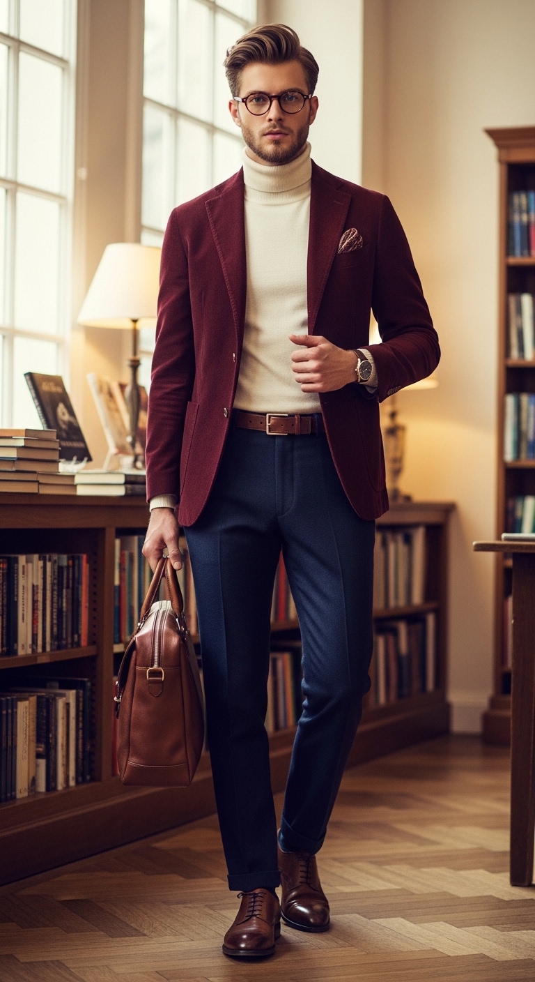11 Smart Casual For Men Only Outfit Will Make You Beautiful Burgundy Corduroy Smart Casual