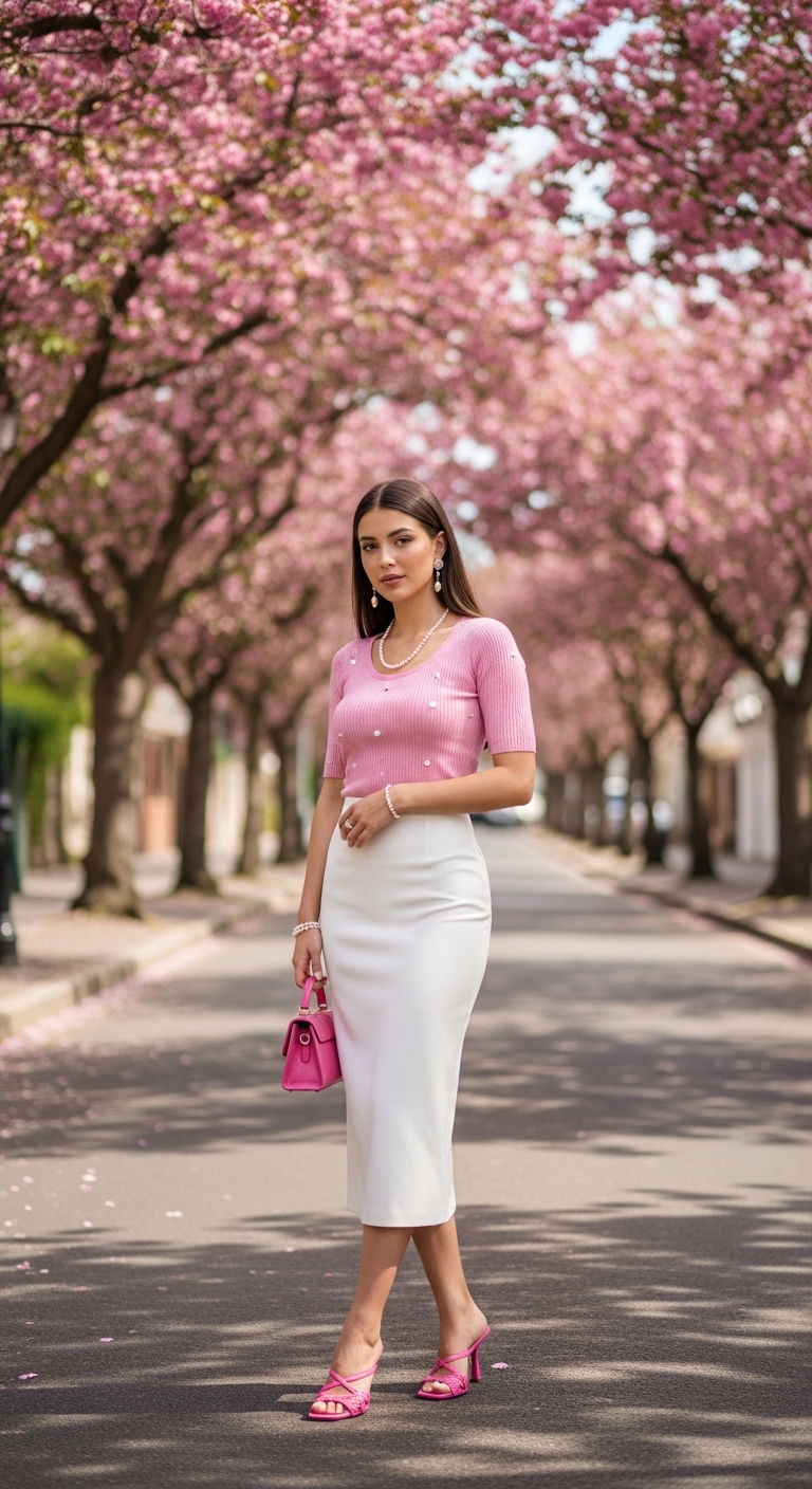 Lace Trim Blouse Brunch Look