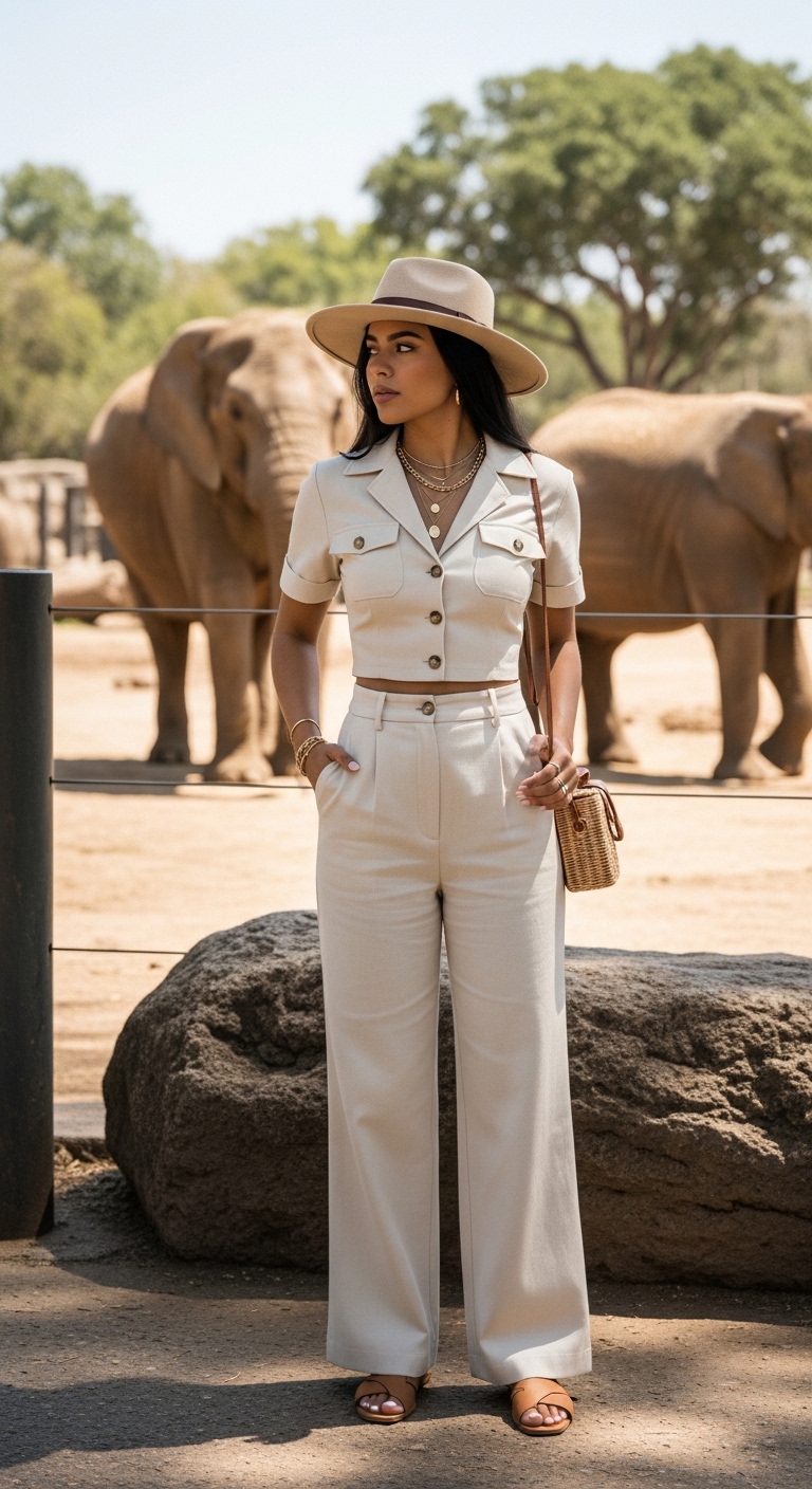 cream safari style matching set