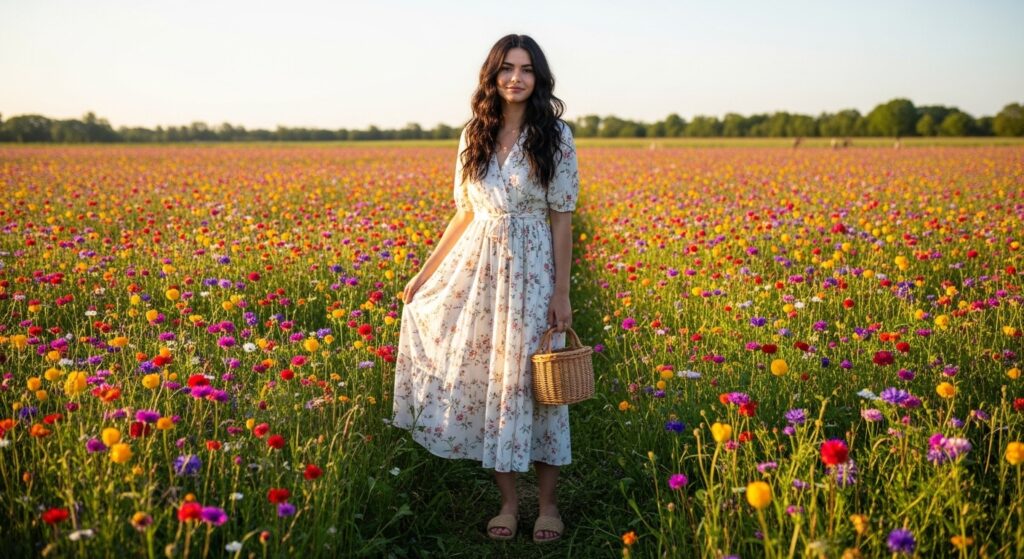 flower picking outfit women