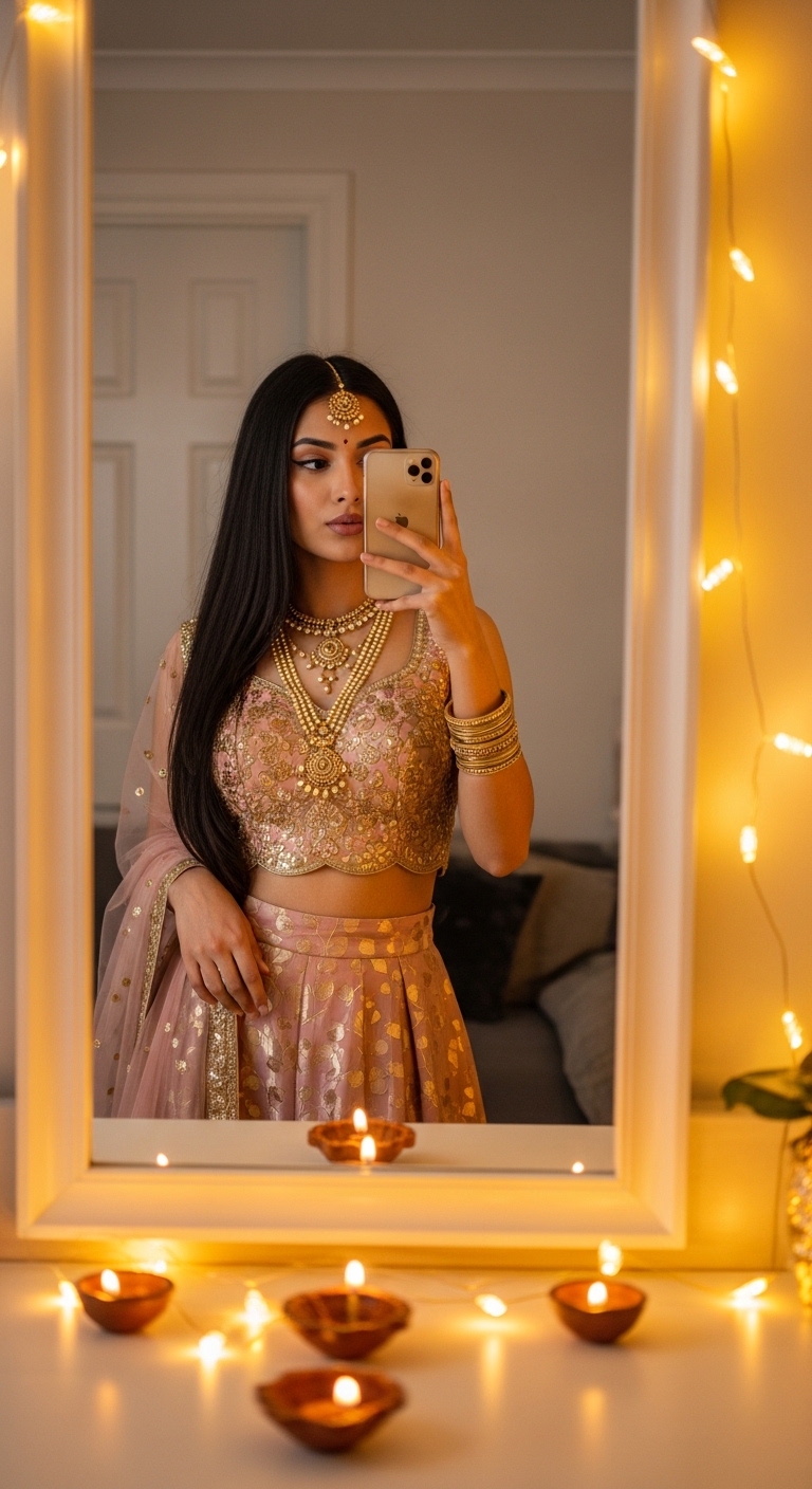 gold and blush pink embroidered fusion crop top with palazzo trousers