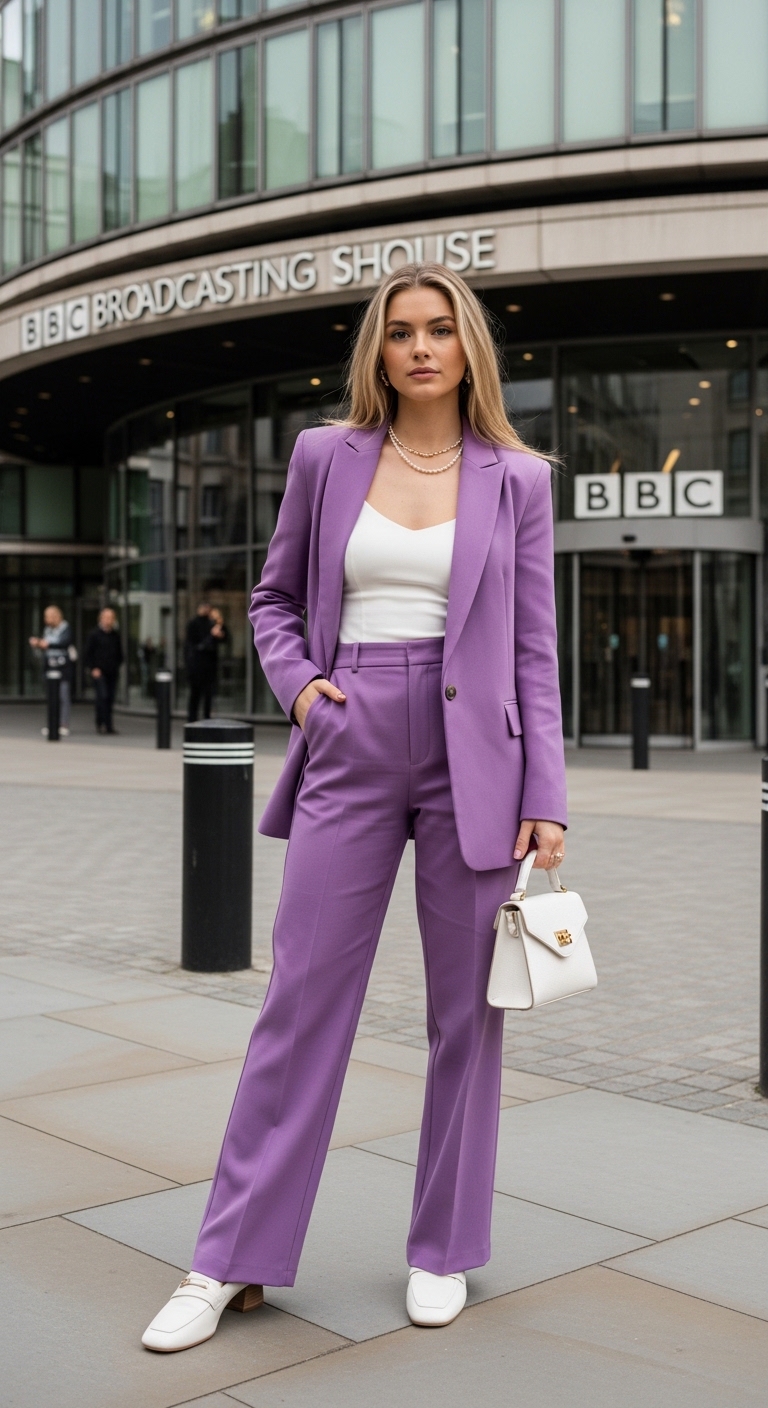 lilac tailored co ord blazer and wide leg trouser set