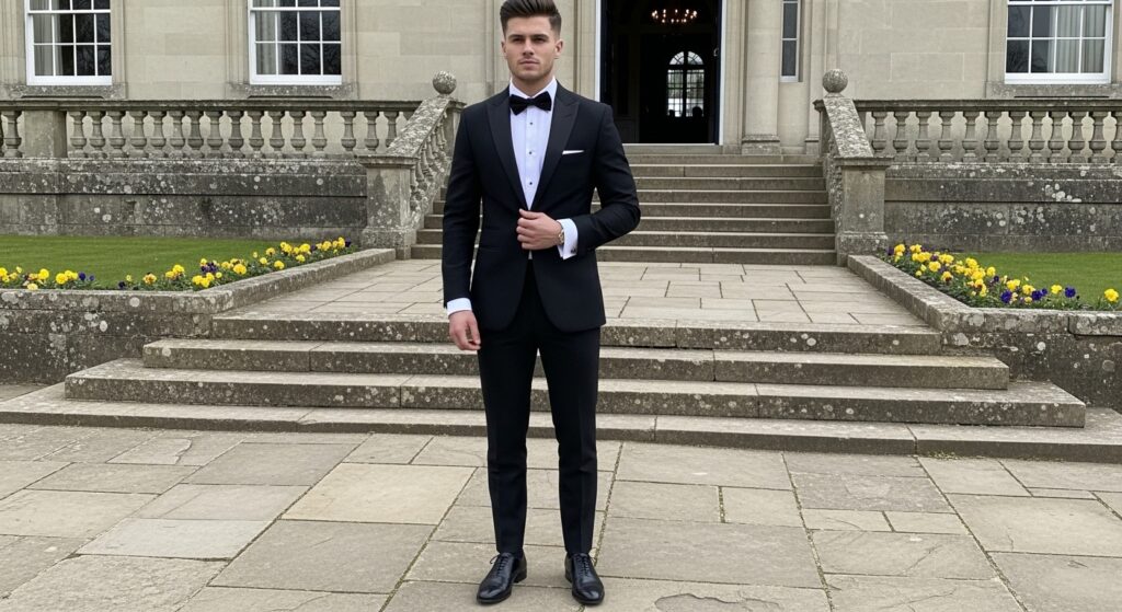 midnight black velvet tuxedo white dress shirt black velvet bow tie