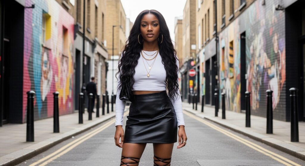 mini skirt outfit black women